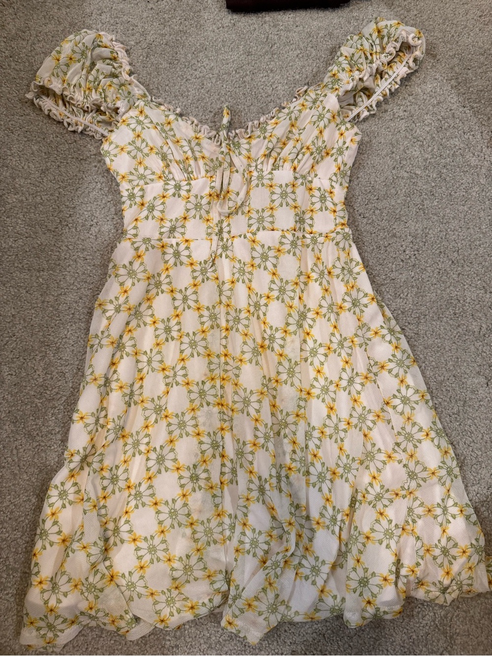 Floral Smocked Sundress in Cream and Yellow